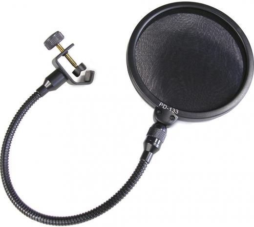 Pantalla difusora de ¨pops¨ de dos capas para el control de consonantes oclusivas y ¨S¨, atornillable sobre cualquier atril de microfono estándar de 5/8".