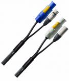 Cable DMX a PowerCon, XLR hembra 5 pines / PowerCON A (Azul) a XLR macho 5 pines / PowerCON B (Gris), Cable Cordial CDP1, Conectores Neutrik