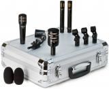 Kit de 4 micrófonos dinámicos cardioides para batería, con 3 clamps, clip, y maleta de aluminio. Incluye 1 D6 (bombo), 2 ADX51, 1 i5.