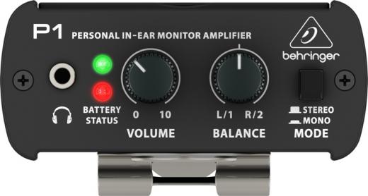 Amplificador de monitoreo in-ear con entradas dobles, interruptor mono / estéreo, control de volumen, control de balance, salida de auriculares de 1/8 " y pinza para cinturón