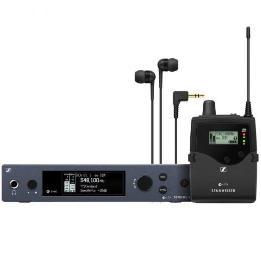 Banda A ( 516-558 MHz ) Sistema con transmisor SR IEM G4 para montaje en rack, receptor EK IEM G4 y auriculares IE4