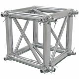 Corner Truss, Tipo Box 400x400 mm, para truss cuadrados 400x400 mm, cromado matte, conectores incluidos, construccion aluminio 6061-T6