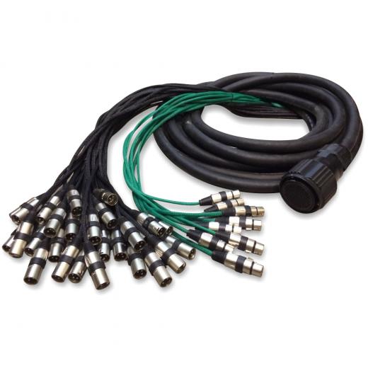 Cable Ensamblado CMN40, Conector hembra CMIL150FV para montaje en multipar, 32 XLR macho, 8 XLR Hembra, longitud 50 Mts