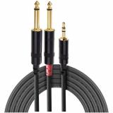 Cable Especial con conexion Mini Plug Balanceado a 2 Plugs Desbalanceado, largo 1.5 Mts