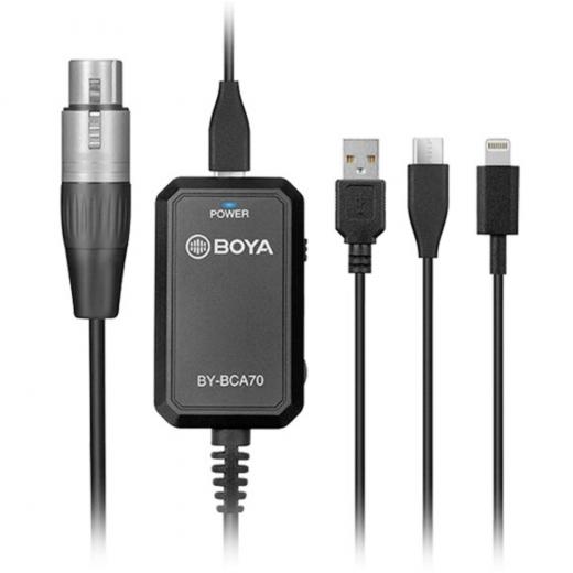 Adaptador de audio XLR profesional, incluye con tres cables de audio desmontables:USB tipo C, lighting y USB-A, permite que cualquier micrófono XLR sea compatible con PC, teléfonos inteligentes Androrid / iOS, tabletas, etc.