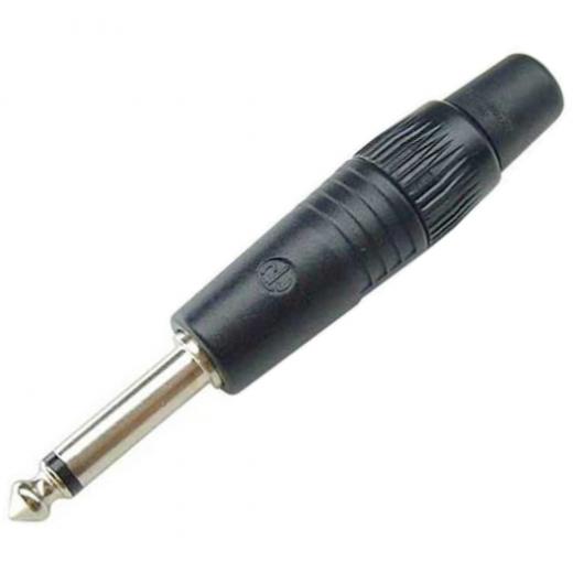 Conector plug profesional macho de 2 polos de 1/4", carcasa de níquel negro, contactos de níquel
