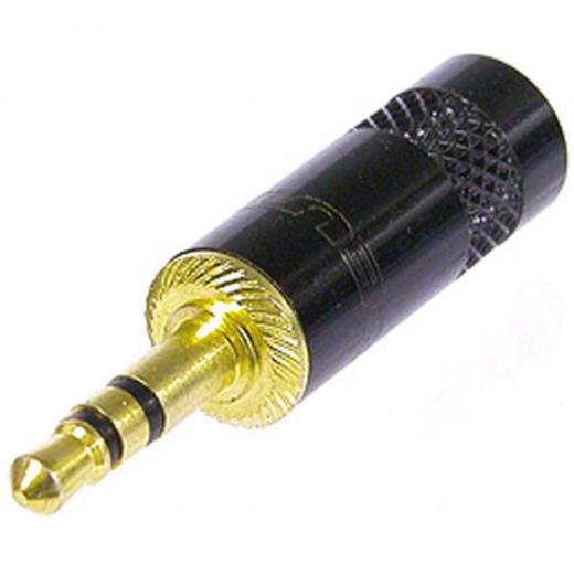 Conector 3 polos 3.5 mm, mango metálico, salida de cable grande de 6 mm