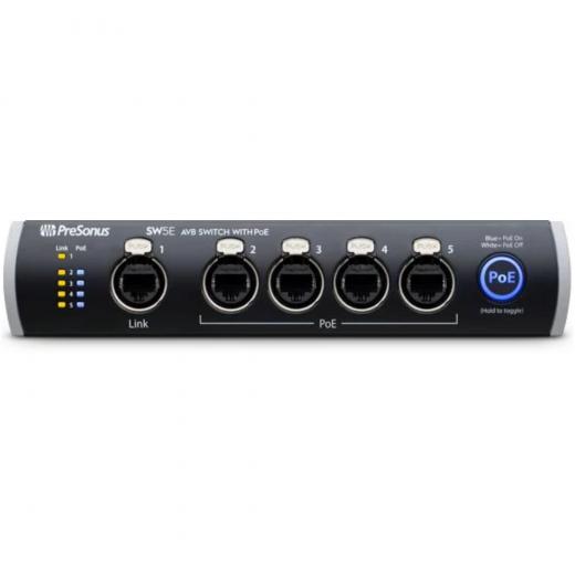 Switch audio y video conmutador AVB de cinco puertos para conectar en red múltiples consolas StudioLive Series III