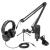 Pack de transmisión / podcasting con micrófono de condensador AT2020 USB, audifonos ATH-M20x, brazo articulado, clip de micrófono, adaptador de rosca y estuche de transporte