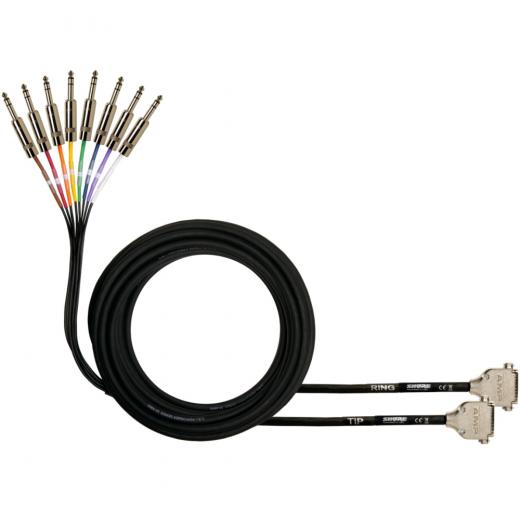 Cable de señal de audio de 8 canales DB25 a TRS, permite conectar la entrada y salida DB25 a 8 conectores de inserción TRS.