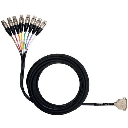 Cable de señal de audio de 8 canales DB25 a XLR Hembra, permite conectar la entrada y salida DB25 a 8 conectores xlr hembra.