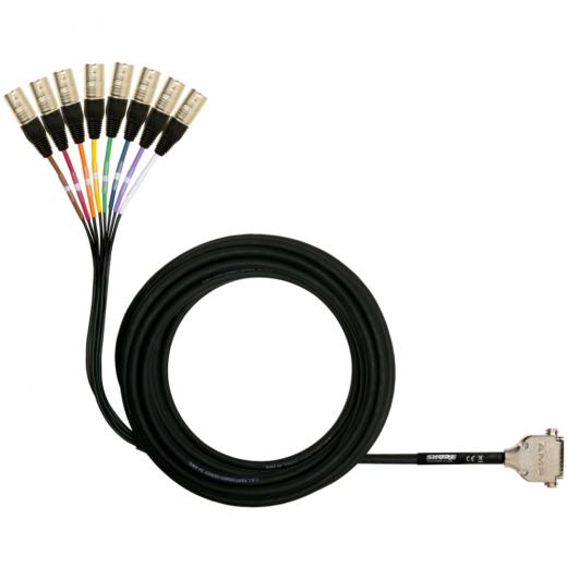 Cable de señal de audio de 8 canales DB25 a XLR Macho, permite conectar la entrada y salida DB25 a 8 conectores xlr macho.