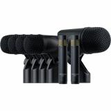 7 micrófonos para batería e instrumentos, 1 x micrófono de bombo BD-1, 4 micrófonos ST-4 para toms y caja, 2 micrófonos de condensador de diafragma pequeño OH-2