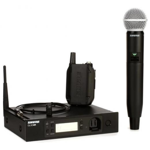 Sistema inalámbrico digital GLX-D con micrófono de mano GLXD2 / SM58, micrófono de solapa WL185, transmisor de cuerpo GLXD1 y receptor para montaje en bastidor GLXD4R - 2,4 GHz, Banda Z2