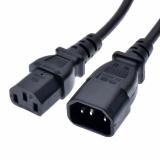 Cable adaptador de extensión de corriente IEC macho C14 a IEC hembra C13, Soporta 15A, Longitud 1 Mt