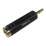 Adaptador audio TRS 3 polos 1/4" (6.3mm) para 3 polos 3,5 mm , construccion en metal, terminacion dorado en punta y cuerpo en acero negro